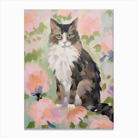 A Norwegian Forest Cat Painting, Impressionist Painting 2 Canvas Print