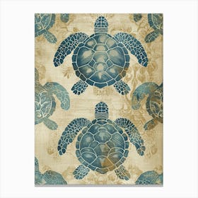 Beachouse Wallpaper Style Of Sea Turtles Canvas Print