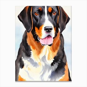 Black And Tan Coonhound Watercolour dog Canvas Print