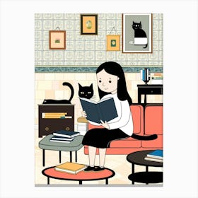 Illustration Of A Girl Reading A Book 1 Canvas Print