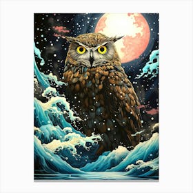 Owl In The Ocean 2 Canvas Print