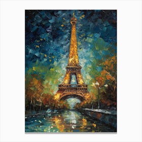 Eiffel Tower Paris France Vincent Van Gogh Style 30 Canvas Print