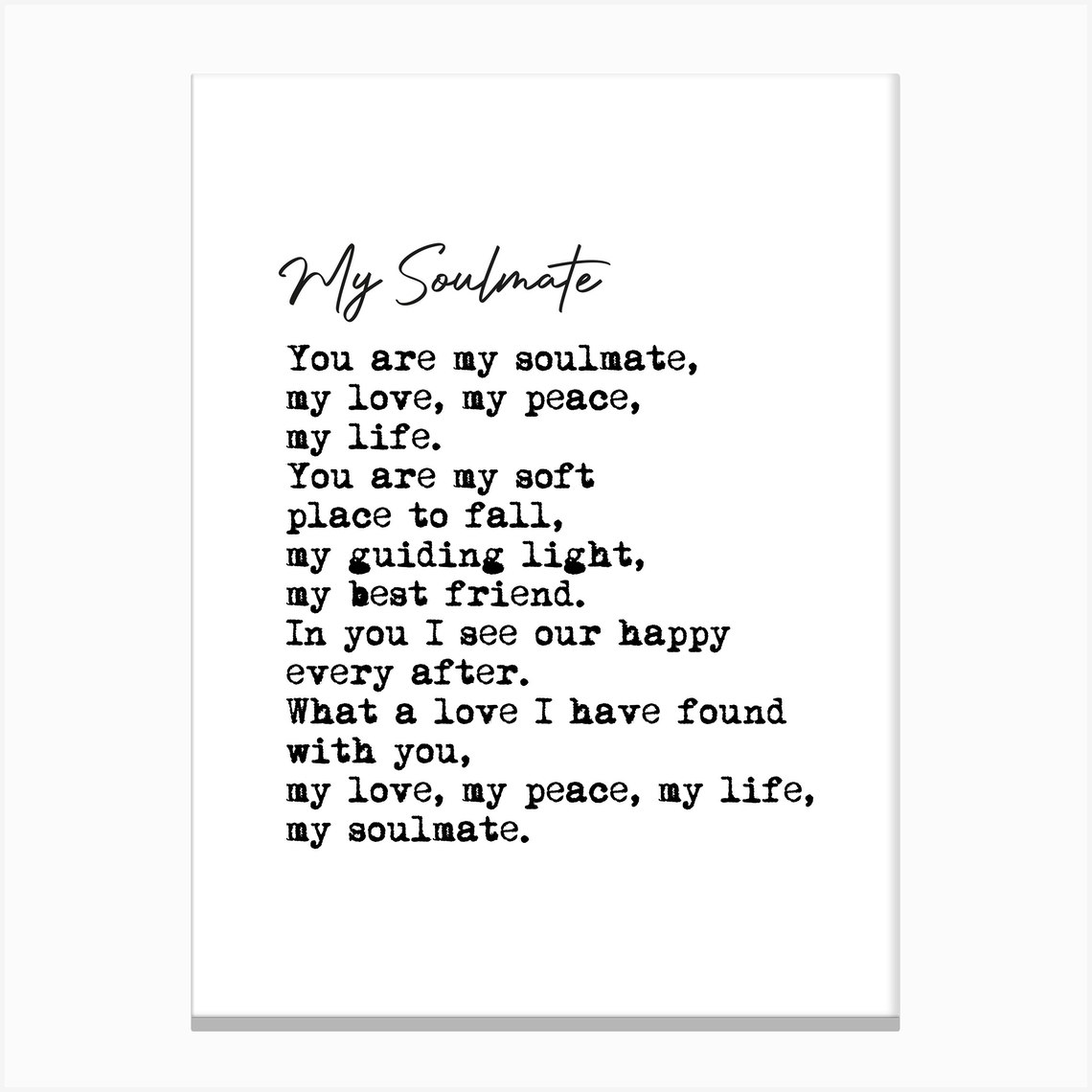 Soulmate Quote Canvas Print By Mambo Fy Soulmate Quote Canvas Print By Mambo Fy