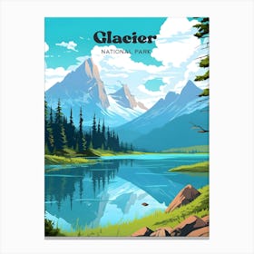 Glacier National Park Montana Nature Modern Travel Art Canvas Print