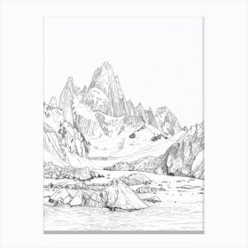 Vinson Massif Antarctica Line Drawing 5 Canvas Print