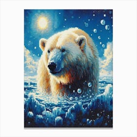 Polar Bear In The Water Canvas Print