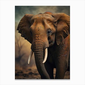 Elephant In The Savannah Canvas Print