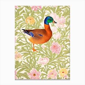 Mallard Duck William Morris Style Bird Canvas Print