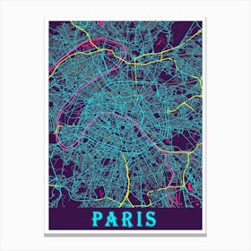 Paris Map Poster 1 Canvas Print