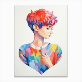 Person With Pixie Cut In The Shape Of A Heart Canvas Print