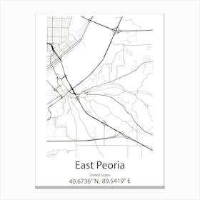 East Peoria,United States Minimalist Map Canvas Print