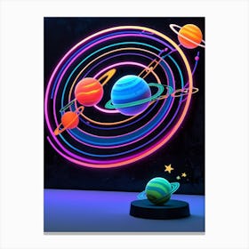 Default Neon Black Light Sgraffito Solar System 3d Illustratio 2 (9) Canvas Print