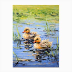 Ducklings Impressionism Style 3 Canvas Print