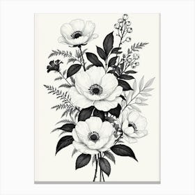 Black And White Flowers 1 Canvas Print