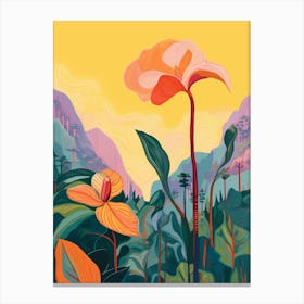 Boho Wildflower Painting Yellow Trillium 1 Canvas Print