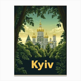 Aihrgdesign A Vintage Travel Poster Of Kyiv 3 Canvas Print