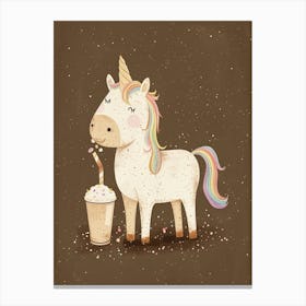 Unicorn Drinking A Rainbow Sprinkles Milkshake Uted Pastels 3 Canvas Print