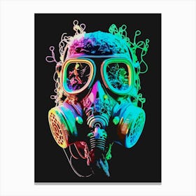 Neon Gas Mask Vibrant Chaos Art Canvas Print