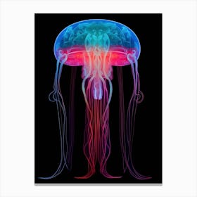 Moon Jellyfish Neon Illustration 7 Canvas Print