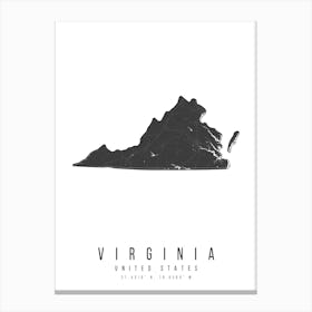 Virginia Mono Black And White Modern Minimal Street Map Canvas Print