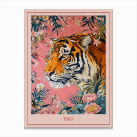 Floral Animal Painting Tiger 8 Poster Canvas Print