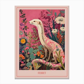 Floral Animal Painting Ferret Poster Canvas Print
