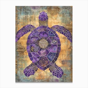 Purple Ornamental Sea Turtle 1 Canvas Print