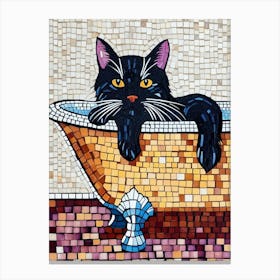 Black Cat In Bathtub 7 Canvas Print