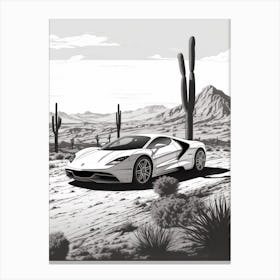 Lamborghini Huracan Desert Line Drawing 1 Canvas Print