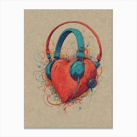 Heart With Headphones 2 Canvas Print