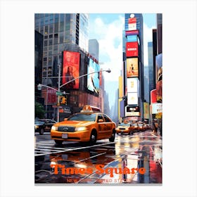 Times Square New York Taxi Modern Travel Art Canvas Print