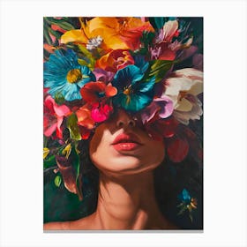 Portrait Woman Flowers Floral Painting Poster Canvas Print