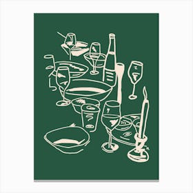 À table in green Canvas Print