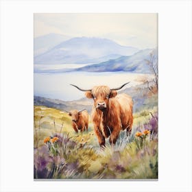 Two Curious Highland Cows 3 Canvas Print