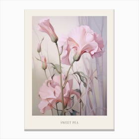 Floral Illustration Sweet Pea 2 Poster Canvas Print