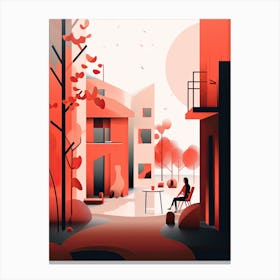 City In Autumn, minimalism, red Canvas Print