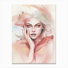 Watercolor Portrait Of A Woman Canvas Print