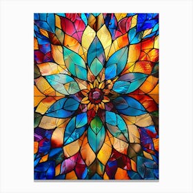 Colorful Stained Glass Flowers 9 Canvas Print