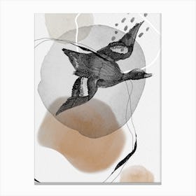 Feathered Friends In Flight Black & Brown Canvas Print
