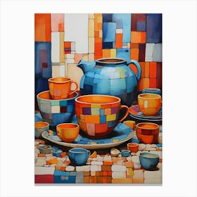 Teapots And Cups Canvas Print