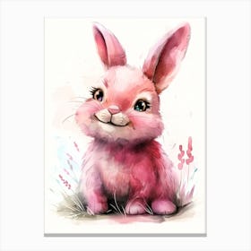Blush Of Joy A Charming Pink Bunny S Smile Canvas Print