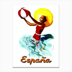 Spain, Girl With A Beach Ball Canvas Print