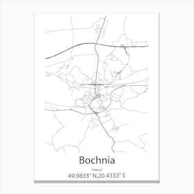 Bochnia,Poland Minimalist Map Canvas Print