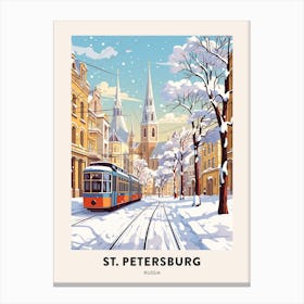Vintage Winter Travel Poster St Petersburg Russia 2 Canvas Print