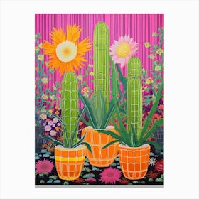 Mexican Style Cactus Illustration Carnegiea Gigantea Cactus 2 Canvas Print