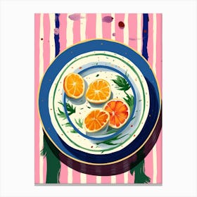 A Plate Of Peaches, Top View Food Illustration 1 Canvas Print