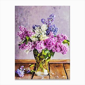 Lilacs In Glass Vase Canvas Print