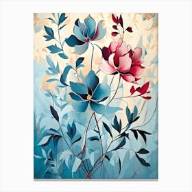 Blue And Pink Flowers 2 Canvas Print