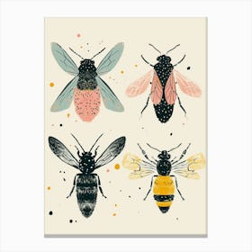 Colourful Insect Illustration Bee 7 Canvas Print