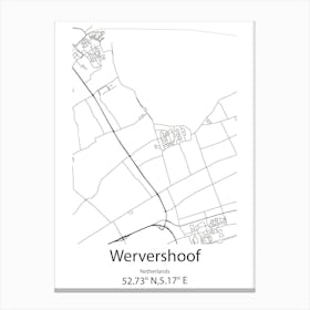 Wervershoof,Netherlands Minimalist Map Canvas Print